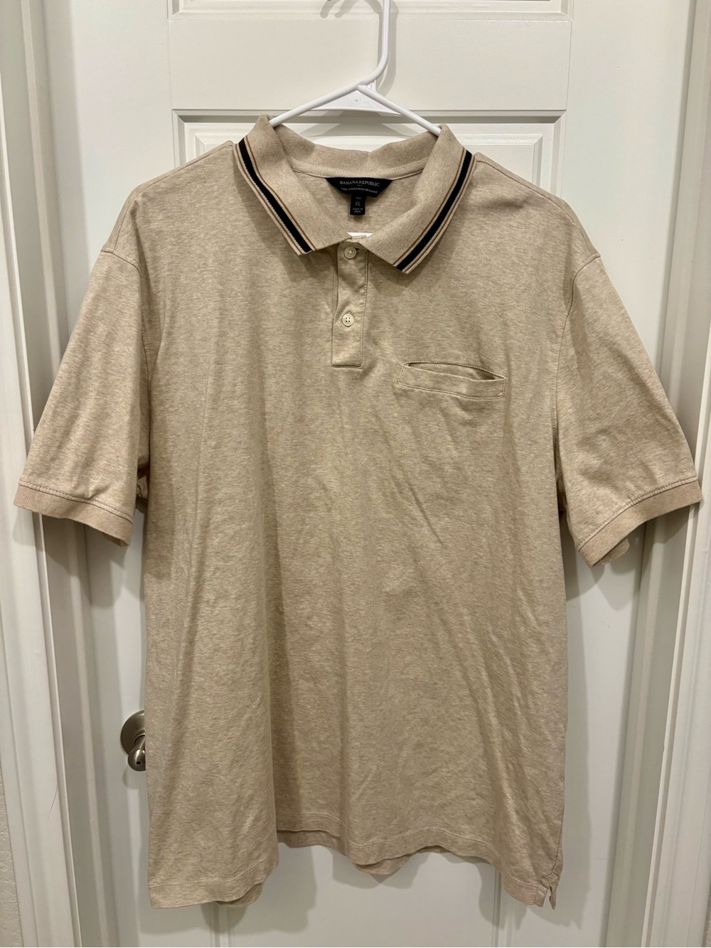 Banana Republic Tan Polo with Contrast Stripe Collar